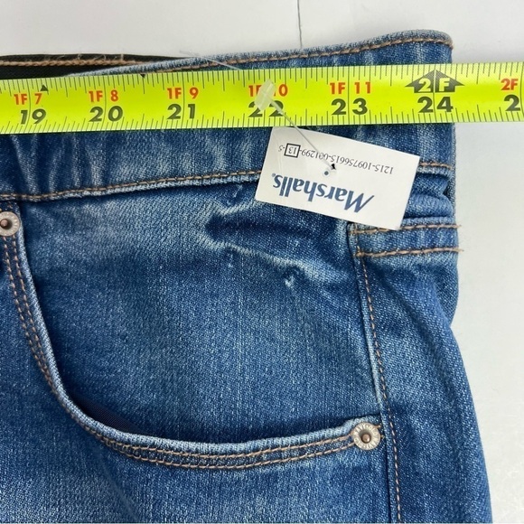 Old Navy Women’s Blue Jeans Sz 26 High Rise Straight Distress 2” Elastic Waist - Picture 10 of 14